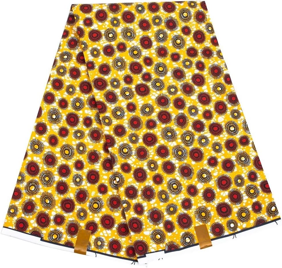 BintaRealwax 100% Polyester Ankara Real Wax 6 Yards African Fabric for Party Dress FP6406