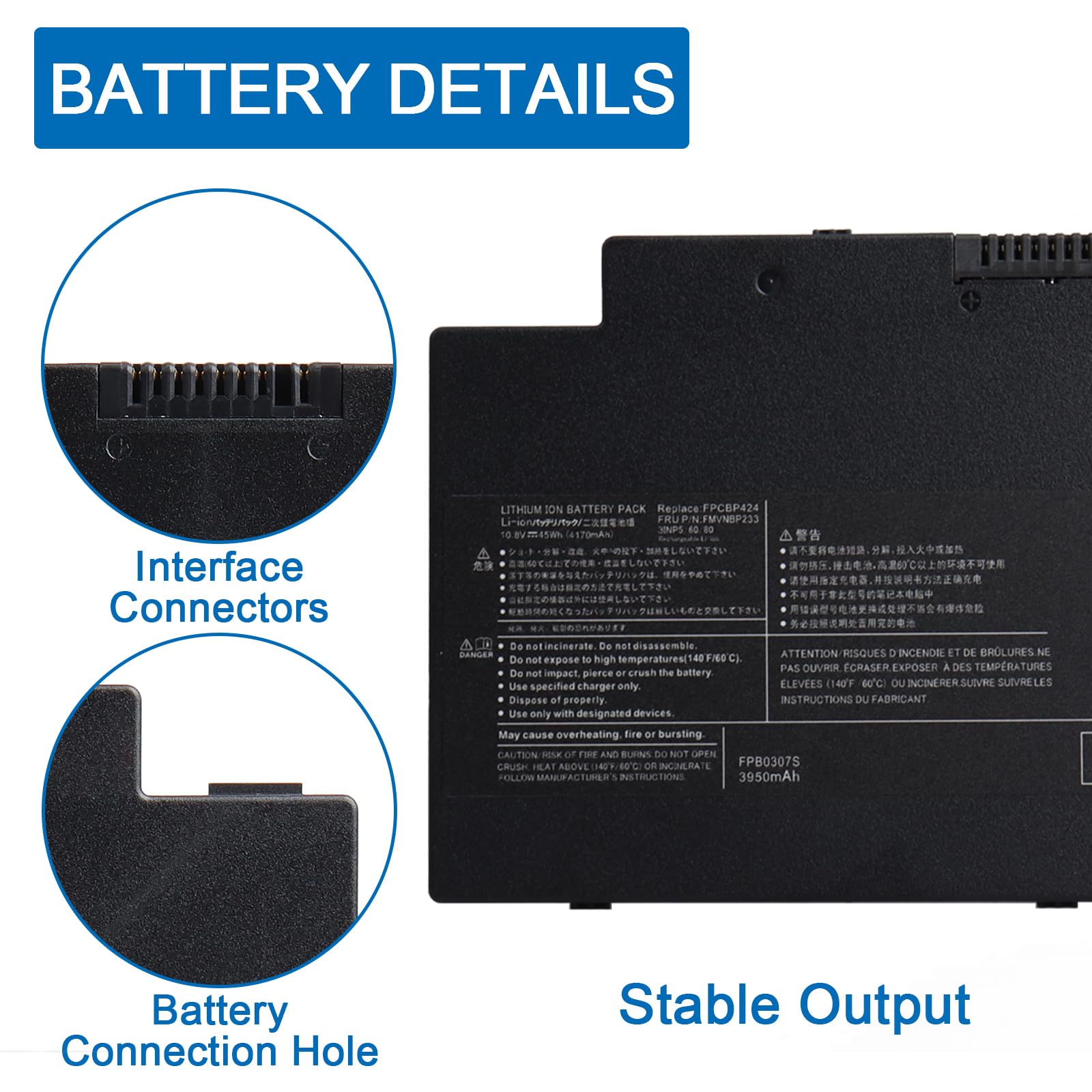 FPCBP424 Laptop Akku Kompatibel mit Fujitsu LifeBook A3510 A3511 A556 A556/G AH556 AH77/S AH77/M U536 Serie, Laptop Akku Ersatz für FPB0307S FMVNBP233 FMVWMA2B77 FMVA77MB