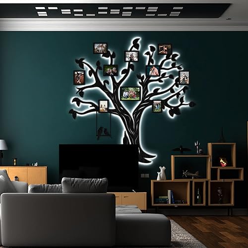 Miniatura 3 de 51x50" 3D LED Wood Family Tree Wall Stickers with Frame Pictures NEST Wall Decor Living Room Bedroom Home Decoration Family Wall Decor Decoraciones