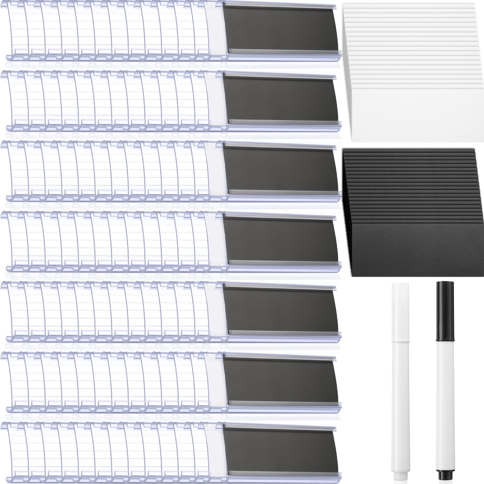 100 Pieces Wire Shelf Label Holders Transparent Plastic Wire Rack Label