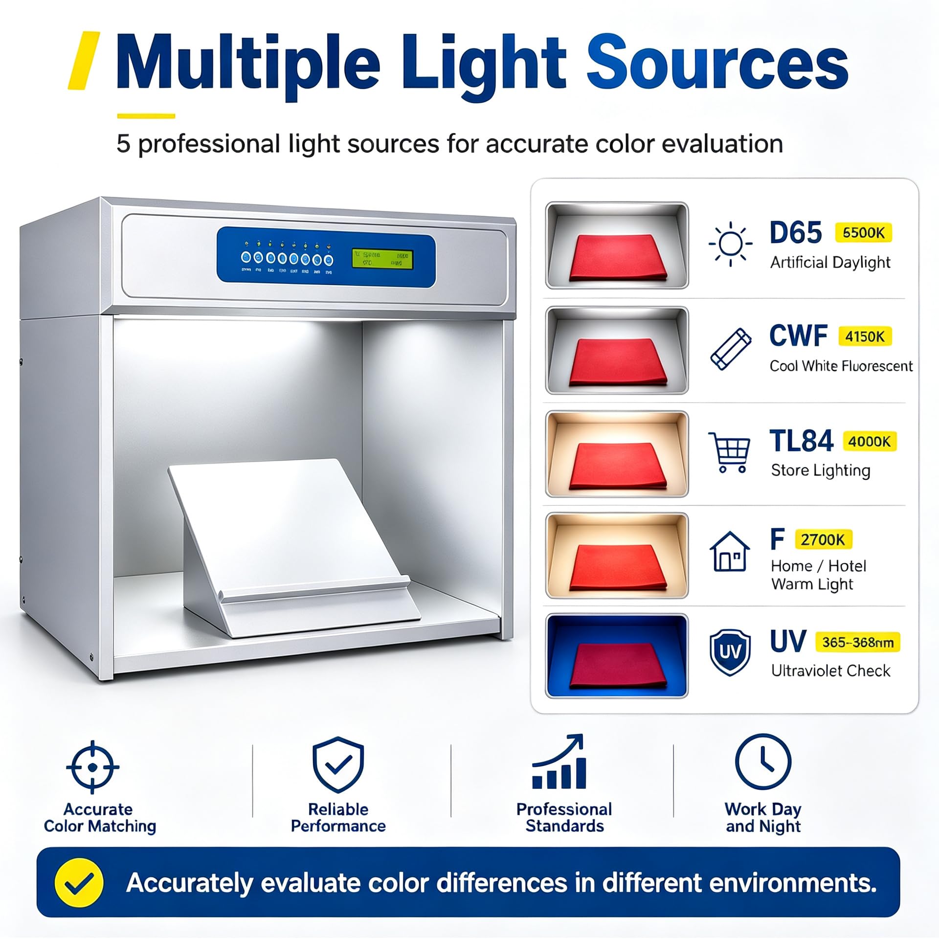 AVSMGP Cabina Luz para Comparación Color para Control Calidad Textil