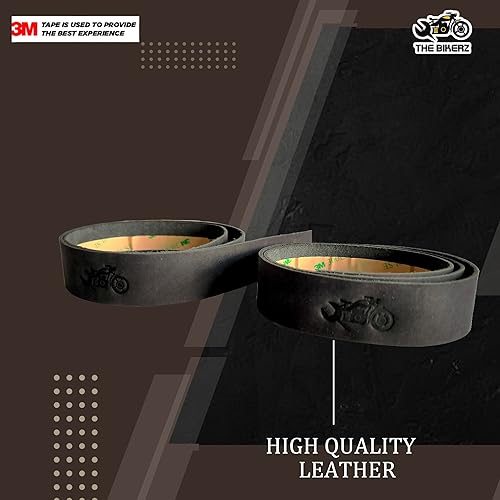 Miniatura 3 de Manillar de motocicleta vintage de cuero, agarre vintage para motocicleta (tabaco y marrón negro)