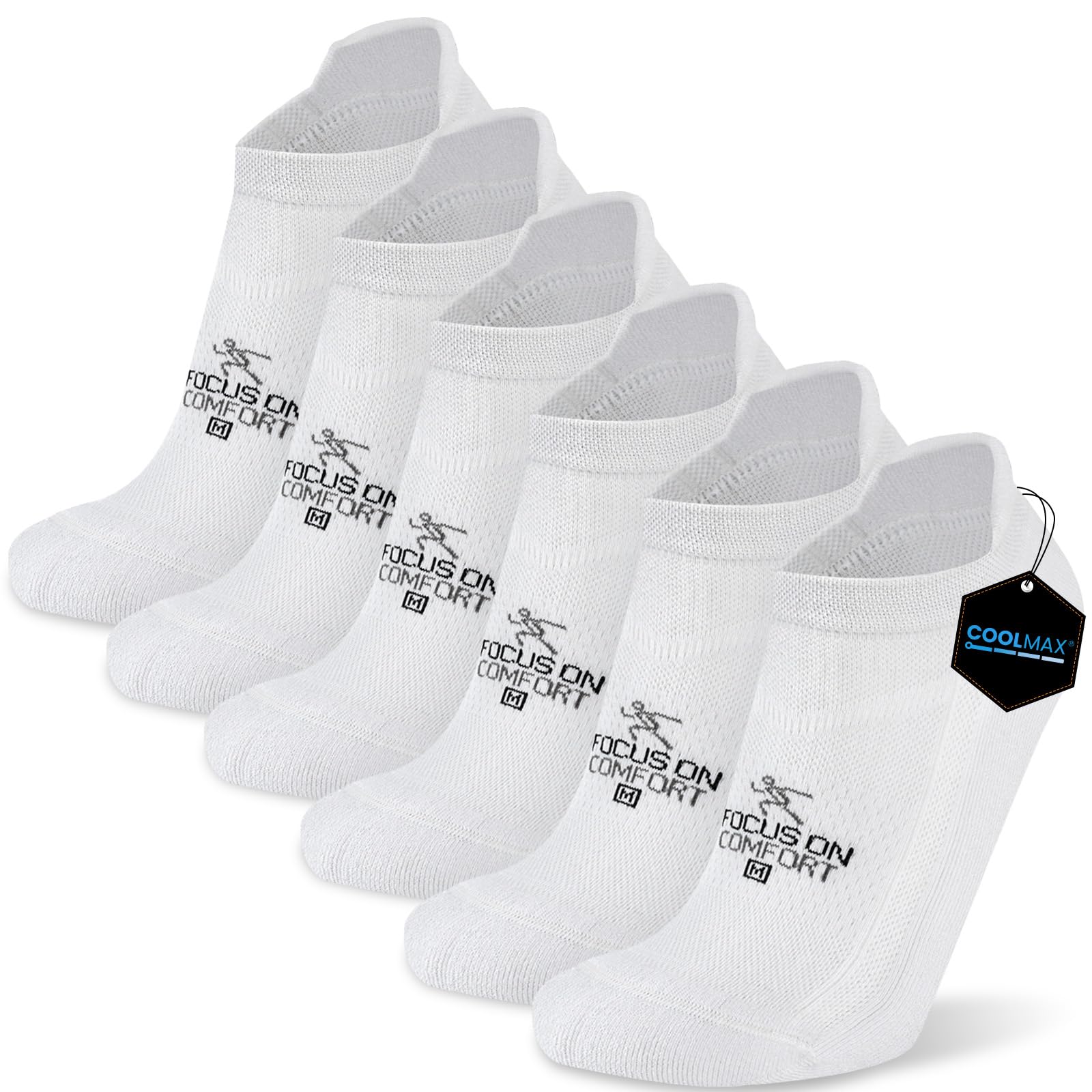 EconioSocken Coolmax Laufsocken Kurz 3/6 Paar, Atmungsaktive Sneaker Socken Damen Herren, Anti-Blasen & Gepolstert, Schweißableitend,Sportsocken für Running, Wandern & Alltag