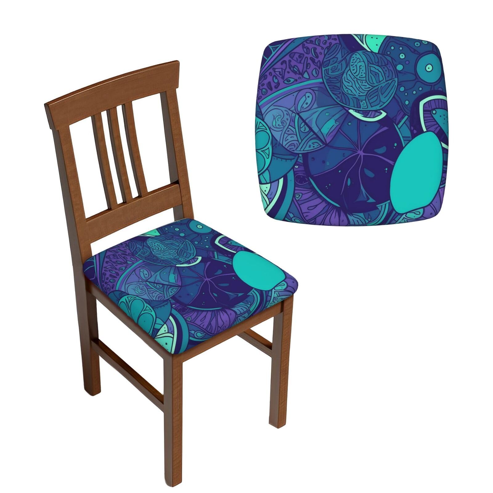 Housses de siège pour chaises de salle à manger bleues au motif citron pour repas de fête