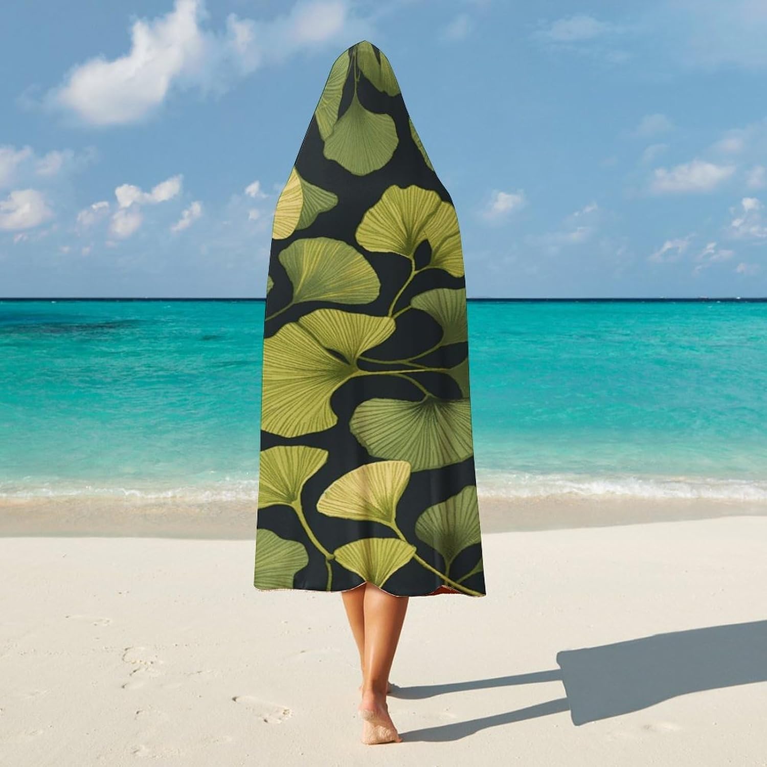Ginkgo Biloba Hooded Blanket Cozy And Functional,Wearable Blanket Hoodie for Women Men,Blanket Poncho Presents40 x50