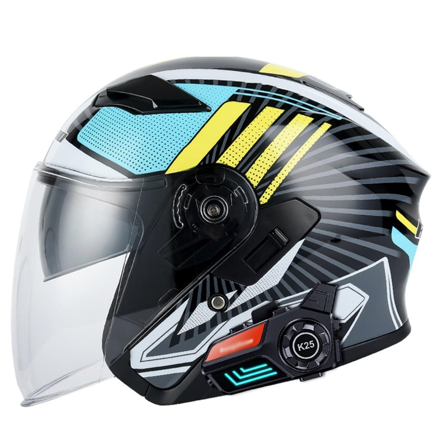 Casque moto jet bluetooth double visière demi casque chopper cyclisme