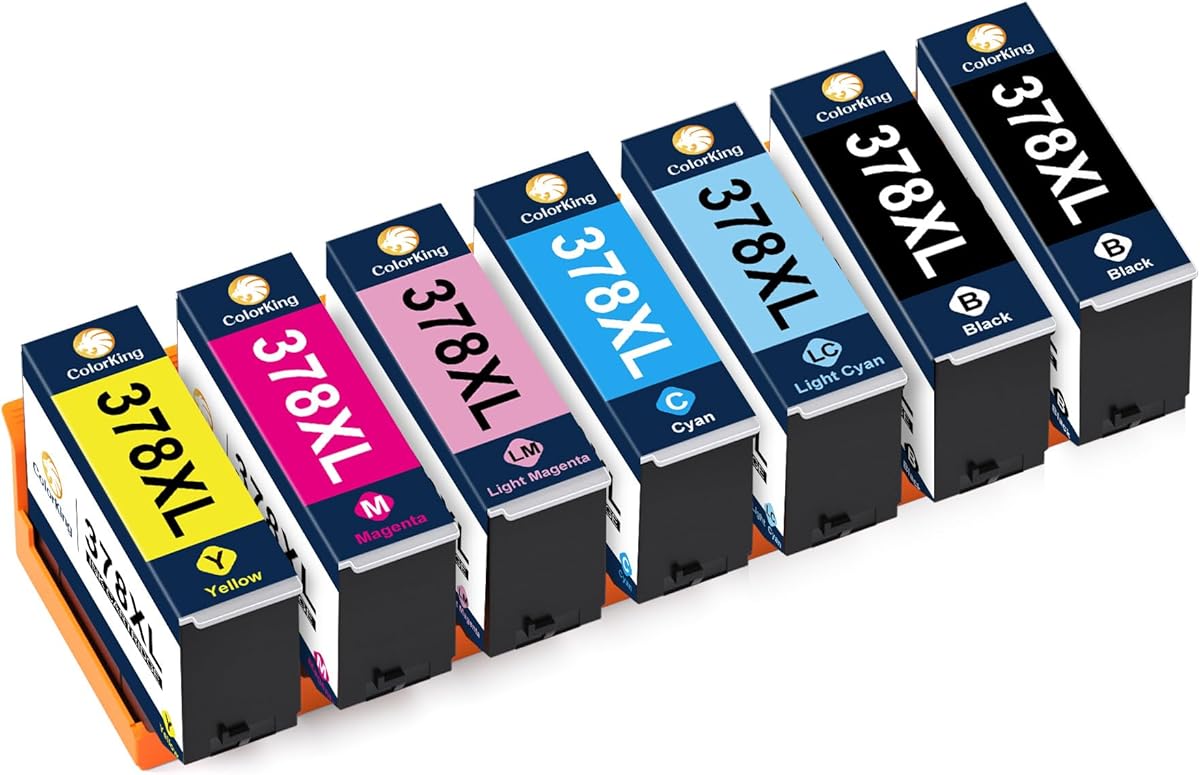 ColorKing 378 378XL Compatible for Epson 378 Ink Cartridges for Epson XP 8700 Printer Ink Cartridges XP-8500 XP-8505 XP-8600 XP-8605 (7 Packs)