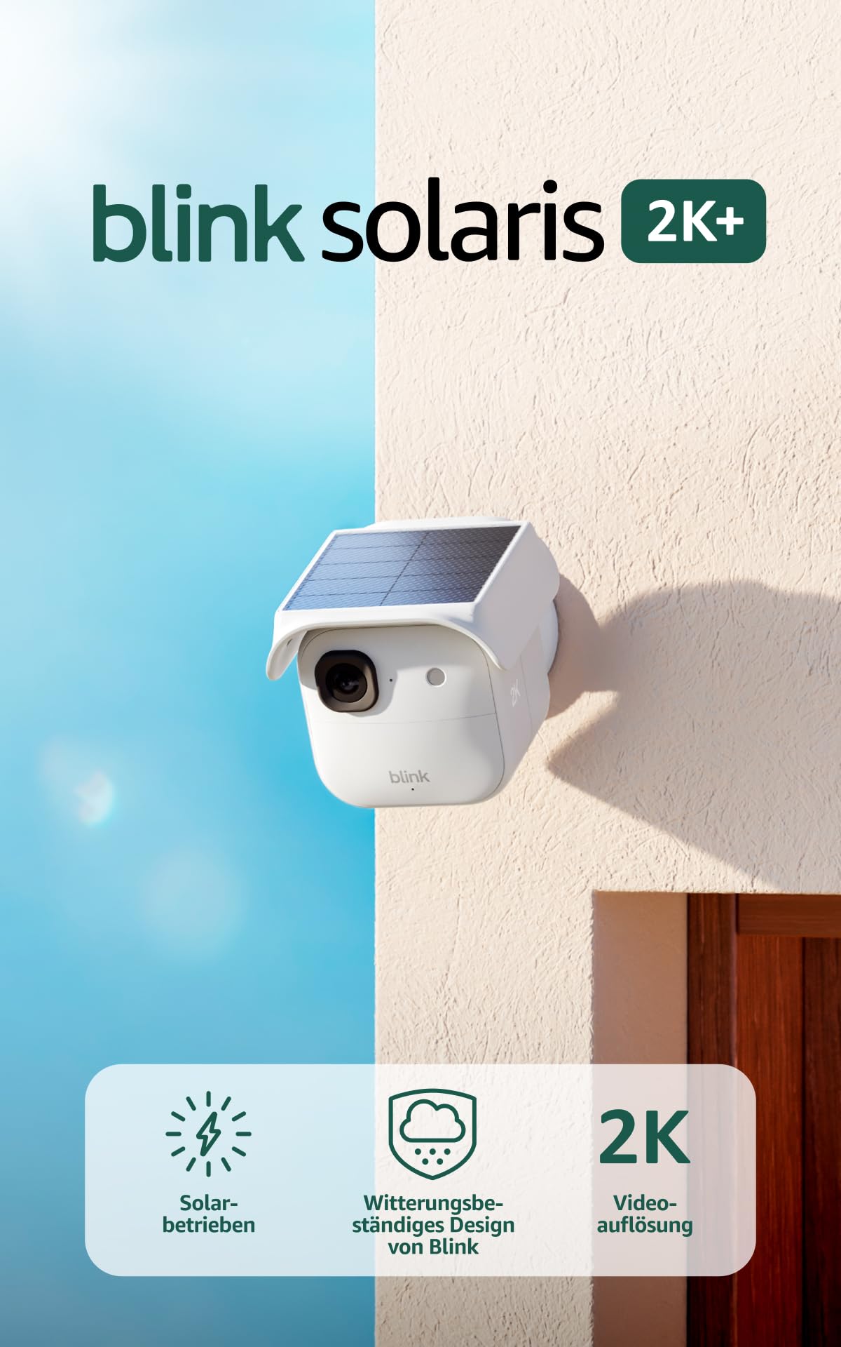 Blink Solaris 2K+ (neueste Gen.), Solarbetriebene, kabellose, intelligente Sicherheitskamera, 2K-Video, Inkl. Sync-Modul… – Ansicht 2