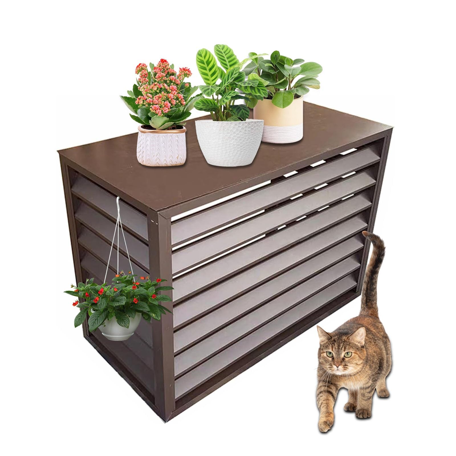 Pannello di recinzione in alluminio per esterni per condizionatori d'aria, pompe di calore, 110 cm, insonorizzato, a prova di cane, resistente alle intemperie, design discreto