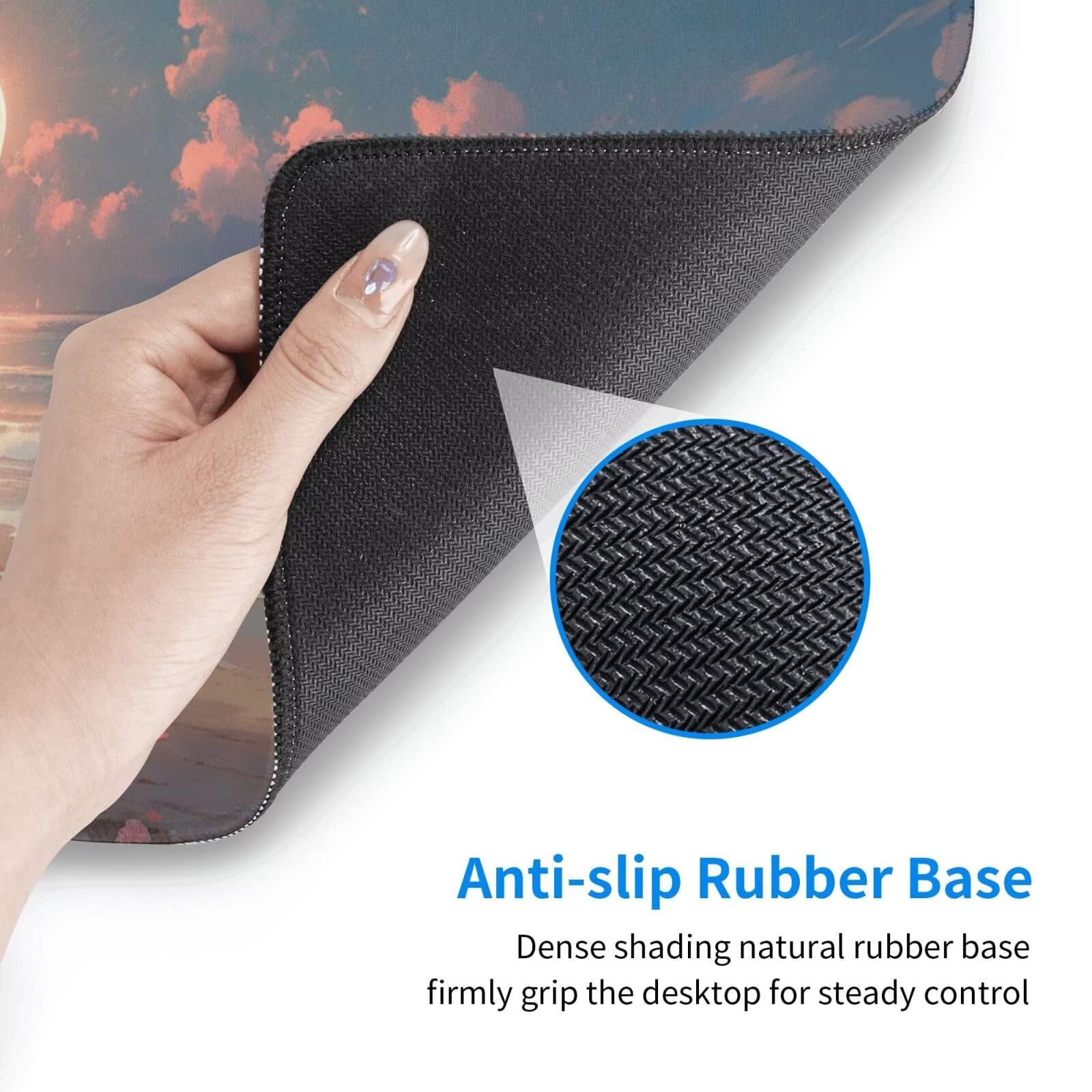 Gaming Mauspad XXL 1200x600x3mm Mousepad Verlängertes Groß Mauspad Schreibtischauflage,Genähte Kanten rutschfeste Gummibasis,Verbessert Präzision Geschwindigkeit Office Sonnenaufgang Blumen L-5632