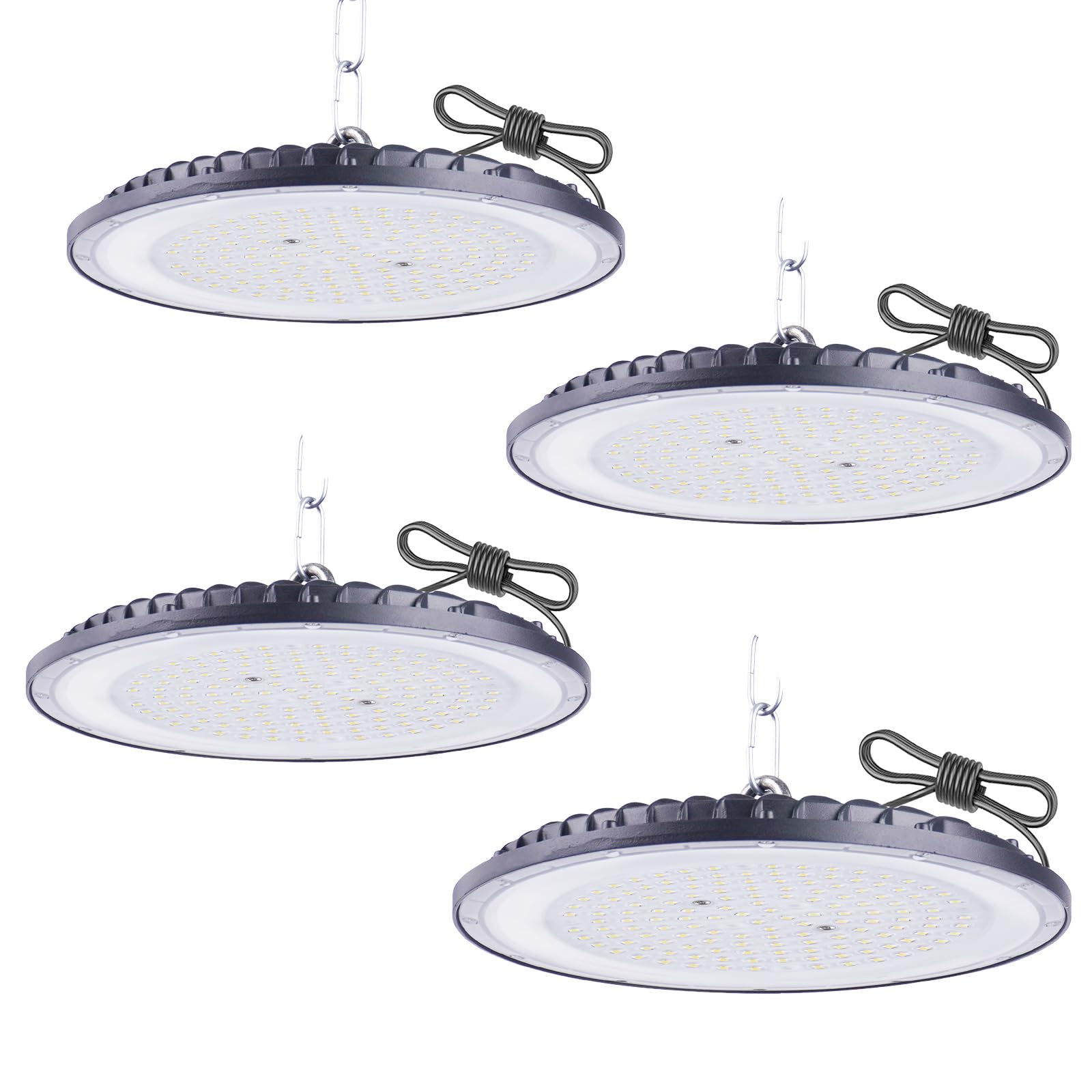 Fosingut 100W UFO LED High Bay Light,110lm/w 6500K Daylight White Industrial Lamp Floodlight,Ultra Thin IP65 Waterproof LED Work Lights for Warehouse Lighting,Garage,Workshop,Factory,Shed,Loft-4 Pack