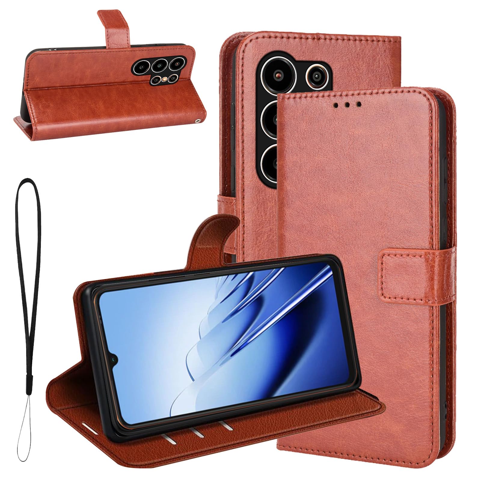 KZIOACSH Wallet Case for Blackview WAVE 10, Full Protection Magnetic Closure Ultra Slim Book Flip Folio PU Leather Inner TPU Bumper Cover with Money Card Holder & Kickstand,Brown