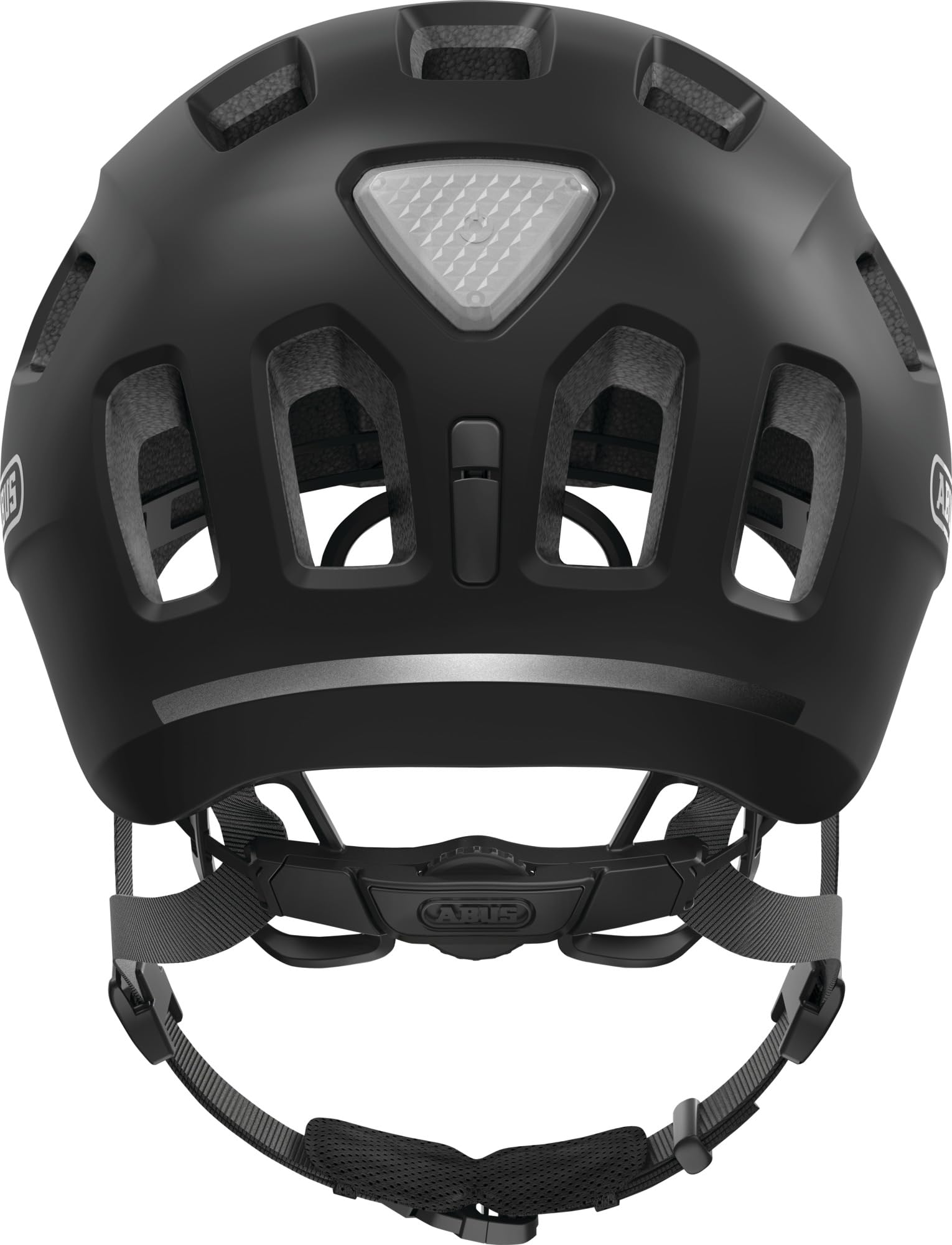 ABUS Kask Rowerowy Youn-I 2.0, Czarny Mat, Rozmiar M | Kask miejski z tylnym światłem LED, konstrukcja In-Mold, siatka ochronna, otwór na warkocz