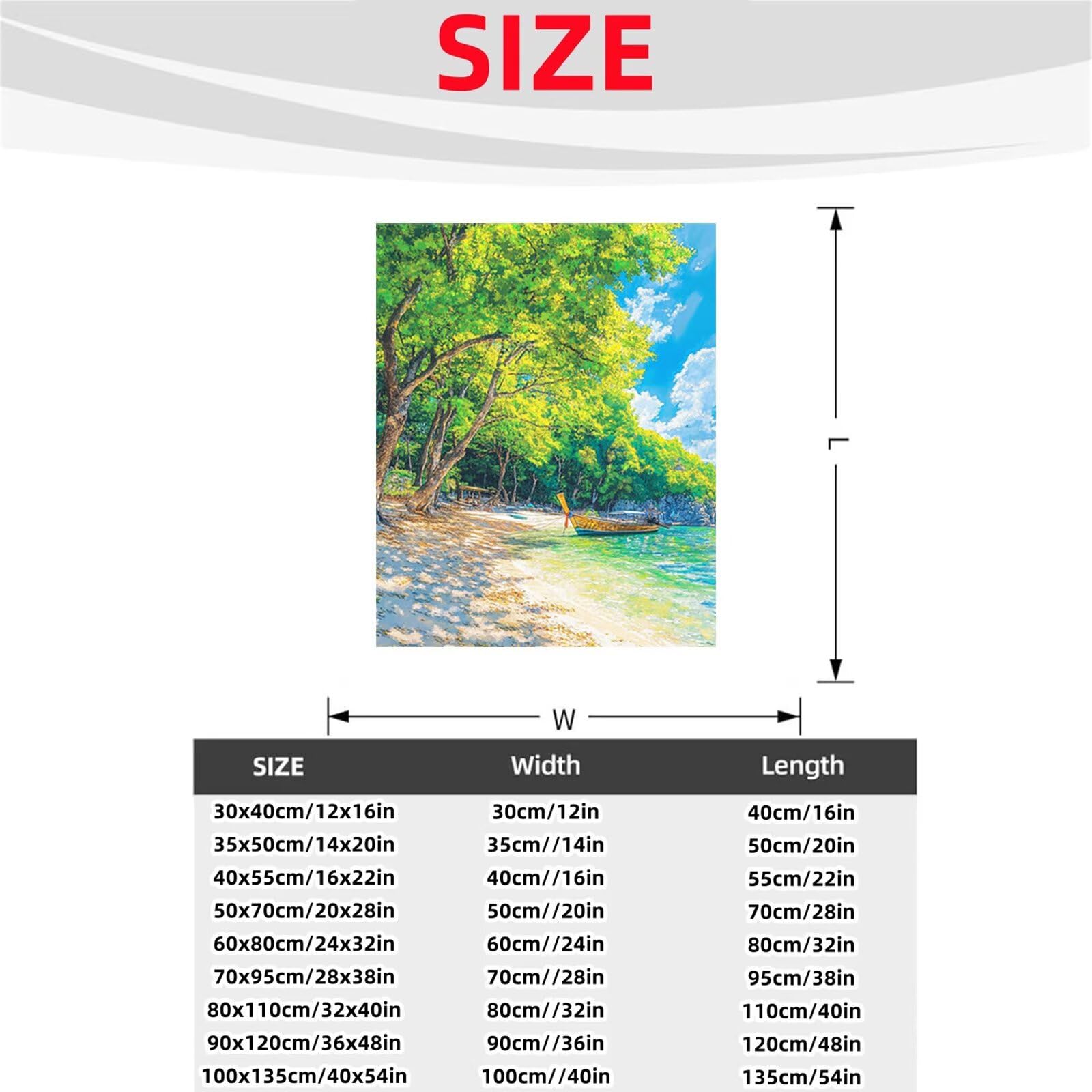 Malen Nach Zahlen Erwachsene Boot DIY Set Erwachsene mit Leinwand zum Bemalen Baum 80x110 cm 36 Farben Acrylfarben Set und Pinsel, Malen Nach Zahlen Kinder für Deko Wohnzimmer Geschenke 2YH-1308