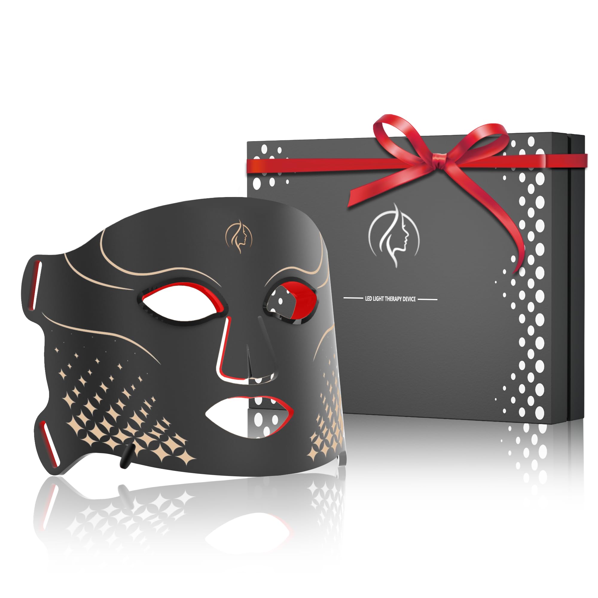 Máscara LED, Máscara LED Cara Luminoterapia, Máscara de terapia de luz roja con 3 modos de iluminación, antienvejecimiento Belleza Luminoterapia para todo tipo de piel en casa (negro dorado)