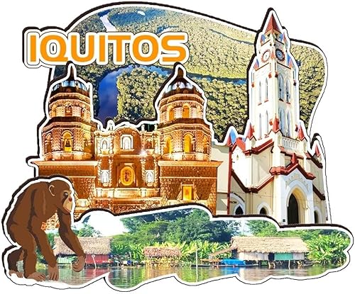 Imán de madera para nevera Iquitos Perú Monumentos 3D Viajes Coleccionables Recuerdos Decoración Hecho a Mano