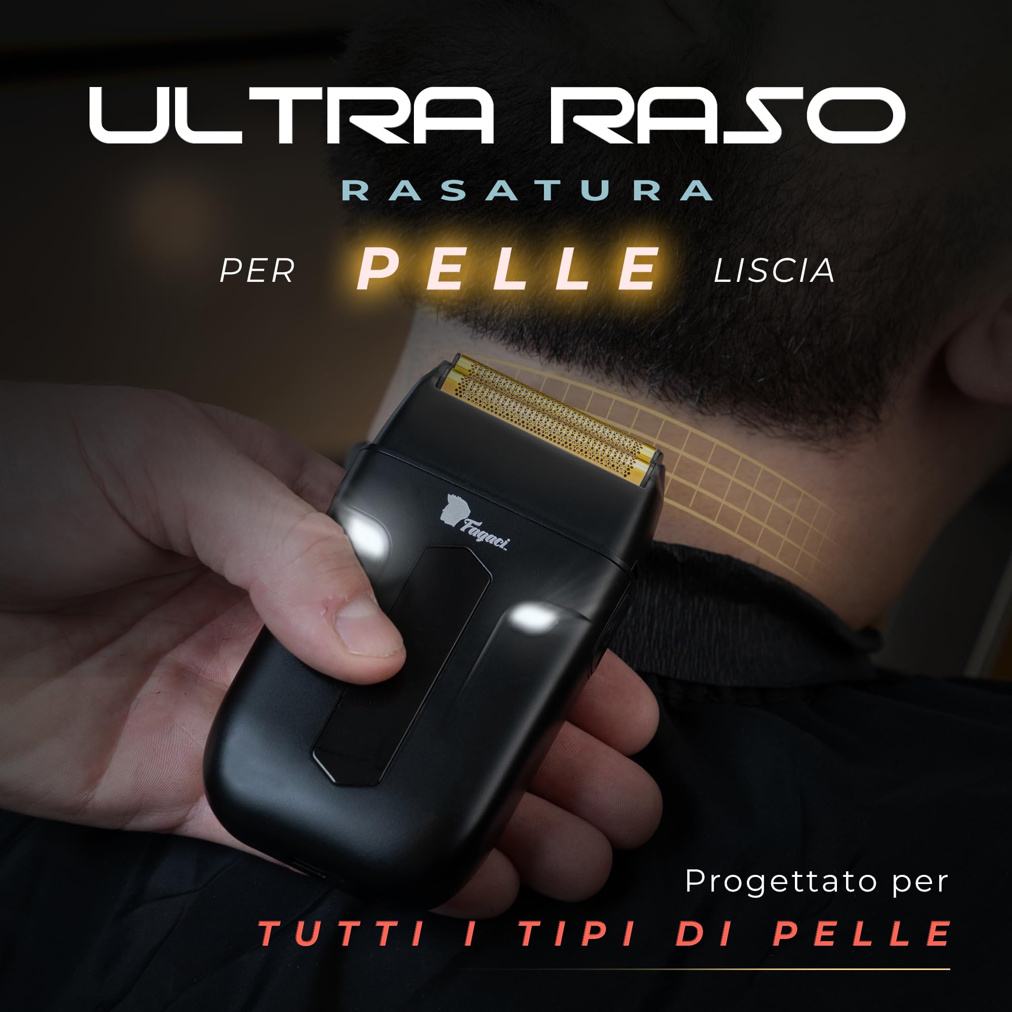 Fagaci Rasoio a Lamina con Rasatura Precisa, Electric Shaver Senza Irritazioni, Rasoio Barba Uomo Elettrico con 8500 giri/min ad Alta Coppia, Shaver Elettrico Barba e Capelli Facile da Pulire