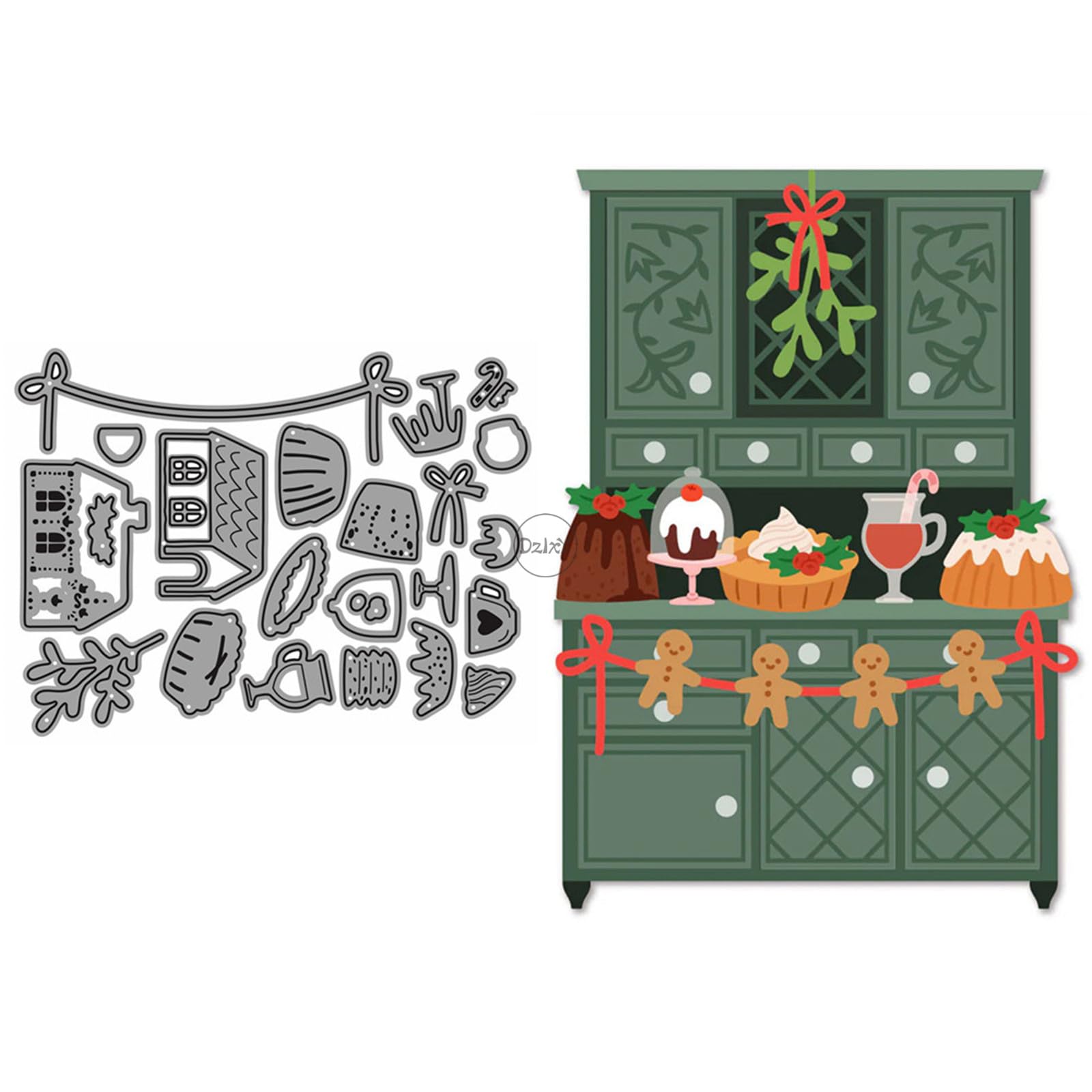 DzIxY Patchwork Christmas House Cake Metal Cutting Dies for Card Making Kit Embossing Paper Die Cuts Set Scrapbook Stencils Supplies Machine Templates