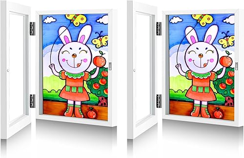 Sank Proyectos de marcos de arte para niños, apertura frontal y exhibición de imágenes intercambiables para DIN. Marcos de almacenamiento A4, marcos