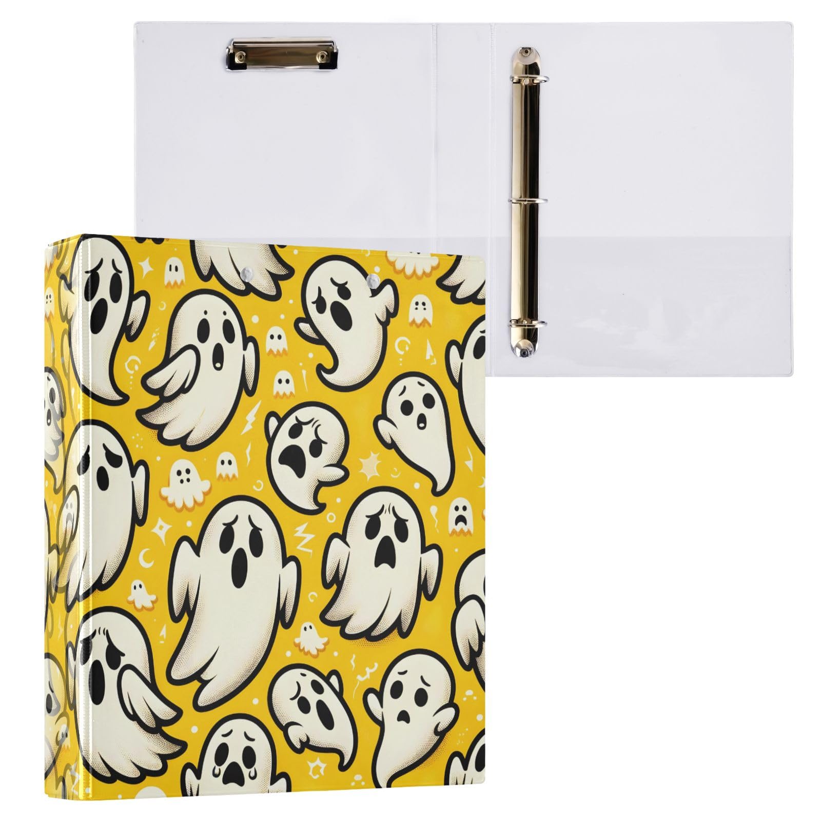 Raccoglitore a 3 anelli con fantasma, 3,8 cm, rotondi, contiene 200 fogli, raccoglitori a 3 anelli con clip in metallo antiscivolo, Quadernone ad Anelli, Quaderno Anelli Piccolo
