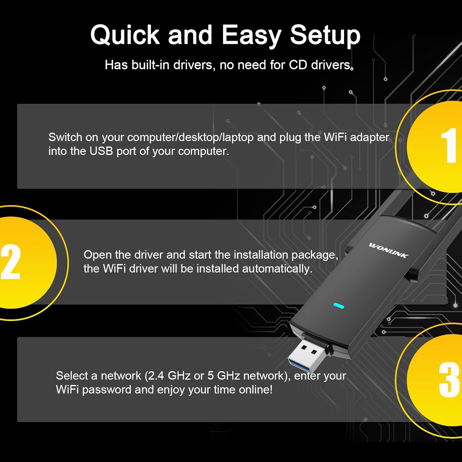 Quick and Easy Setup steps for WONLINK USB WiFi Adapter