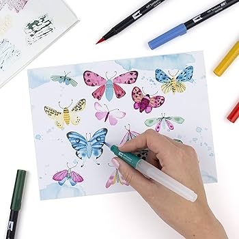 SM◆林道◆真作新品【パステル＋水彩＋色鉛筆＋アクリル】◆防水丁寧梱包◆奥秩父 Amazon.co.jp: トンボ 56198 水彩画セット トンボのデュアル