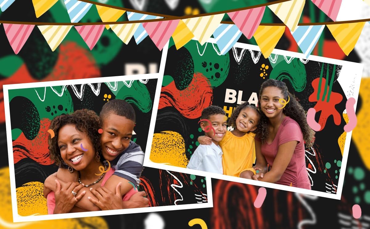 Black History Month Photo Backdrop 10x8ft Black History Bulletin Board Decorations for Classroom African American National Holiday Photography Background Party Supplies Home Wall Decor