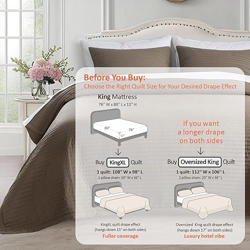 Vista 199 de KASENTEX - Juego de edredón lavable a máquina, cubrecama muy suave, ligero, lavado a la piedra, con costuras detalladas, matrimonial/queen con 2