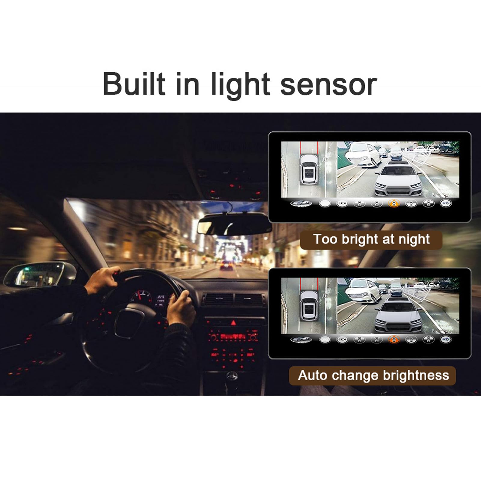 aqxreight 10.25inch Wide Display for 360° Surround View System 1920 X 720p Dual Video Input HD Image 2 Video Input for MDVR