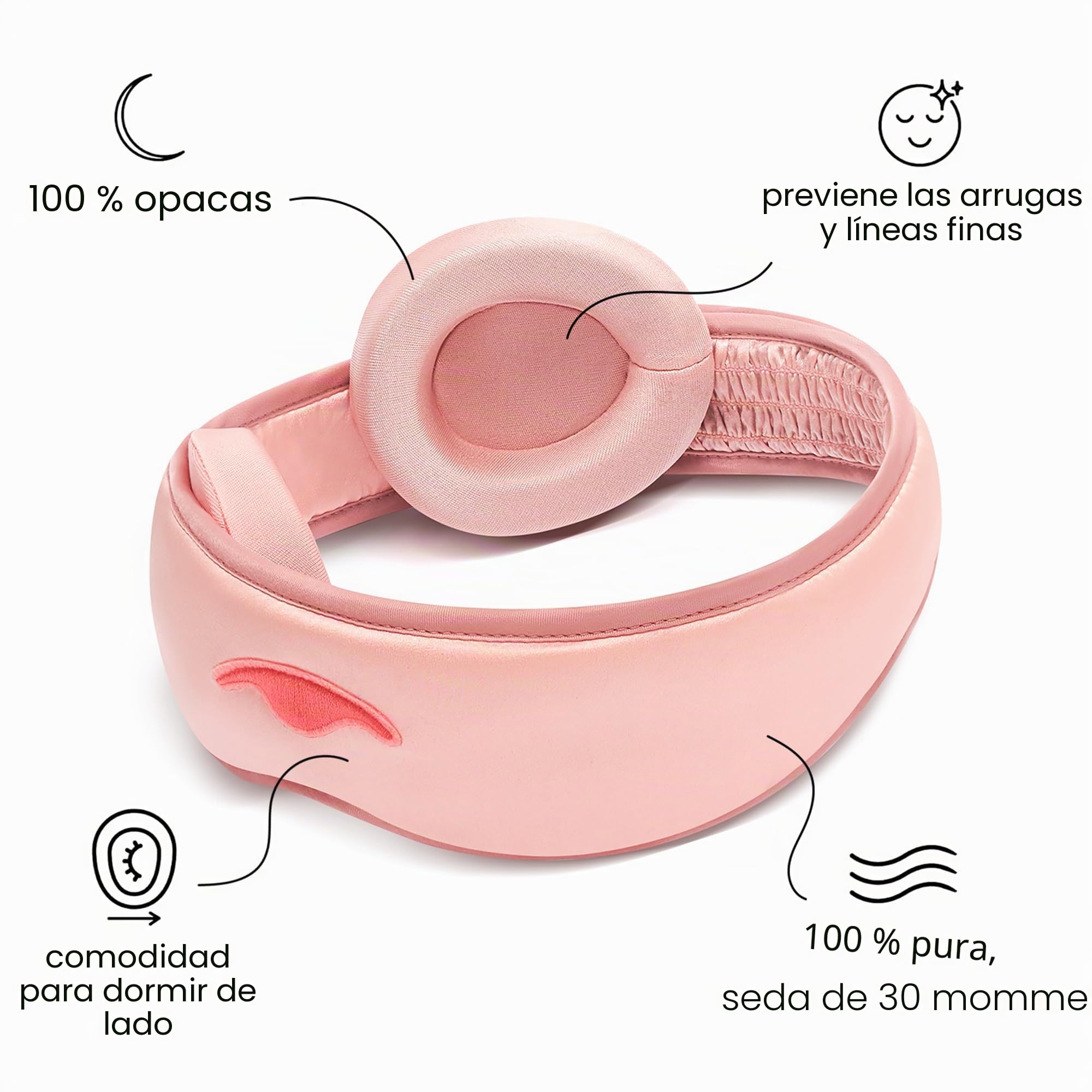 Manta Silk Mask - Antifaz para dormir de seda 100% opaca, 22 Momme Premium Silk Mask para sueño profundo, transpirable y lavable a máquina (rosa)