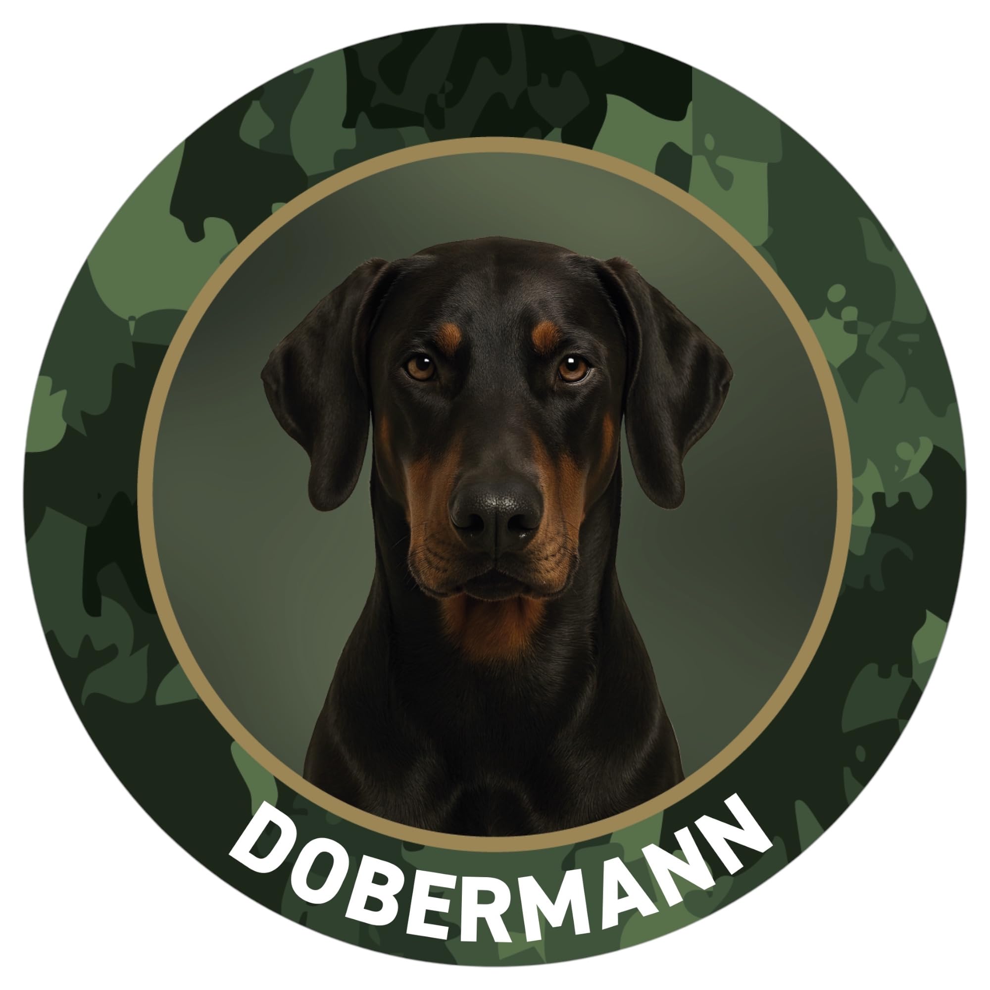 DOBERMANN Aufkleber - Preumium Outdoor Autoaufkleber mit Schutzlamiat, UV- & witterungsbeständig, für Pkw, Autoscheibe oder Innenbereich, Ø 10 cm - Made in Germany