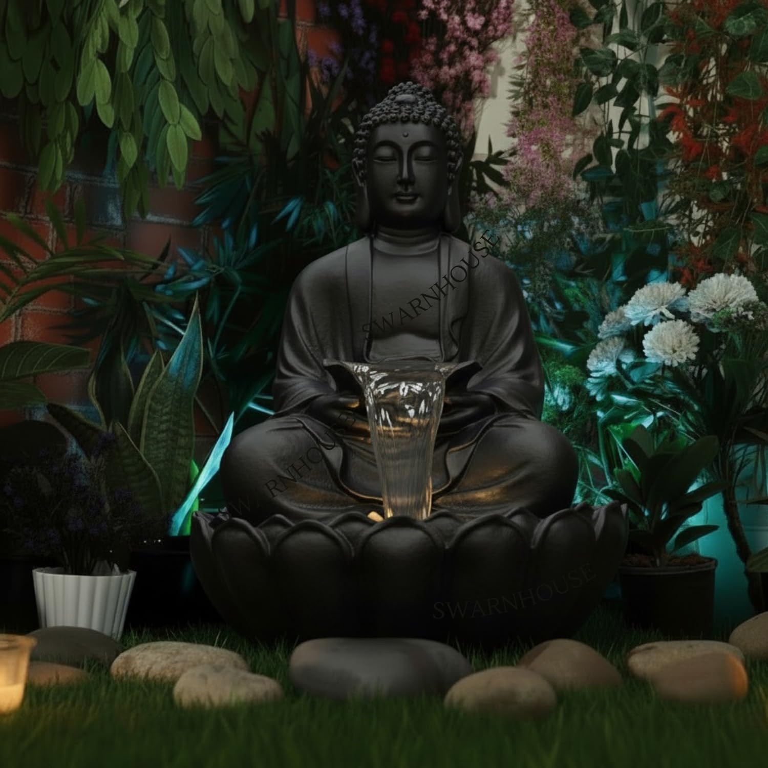 Premium Large 91 cm Buddha Water Fountain Sculpture, Outdoor Garden Decor (Design 10)