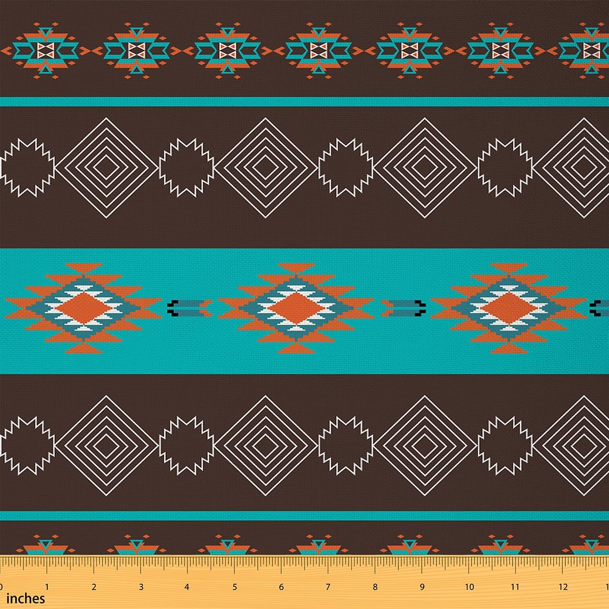 Boho Grid Fabric by The Yard, Aztec Upholstery Material, Bohemian Navajo Tribal Decorative Fabric Teal Medallion Egyptian DIY Indoor Outdoor, 10 Yards