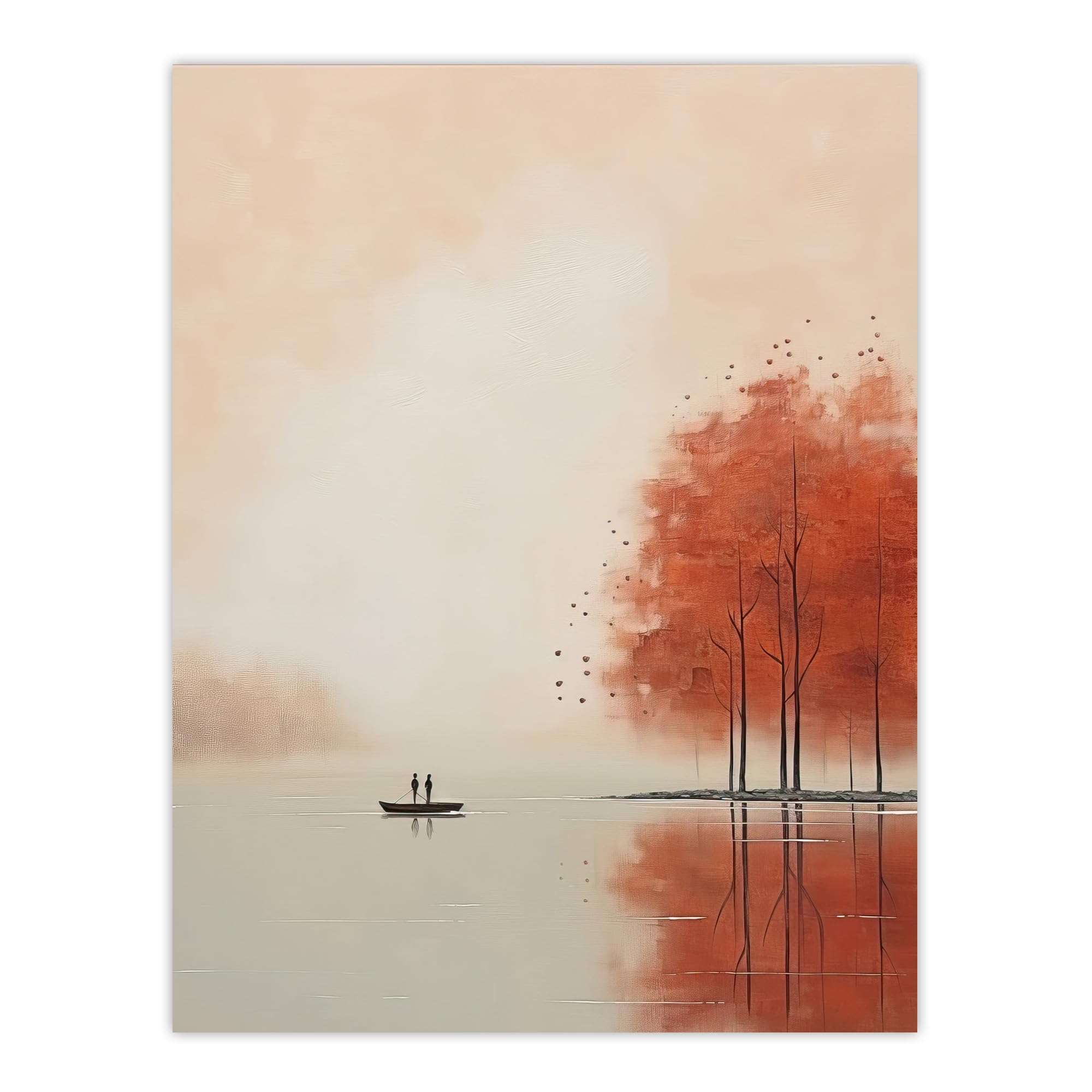 Wee Blue Coo Boating On The Autumn Lake Calm Peaceful Large Wall Art Poster Print Thick Paper 18X24 Inch