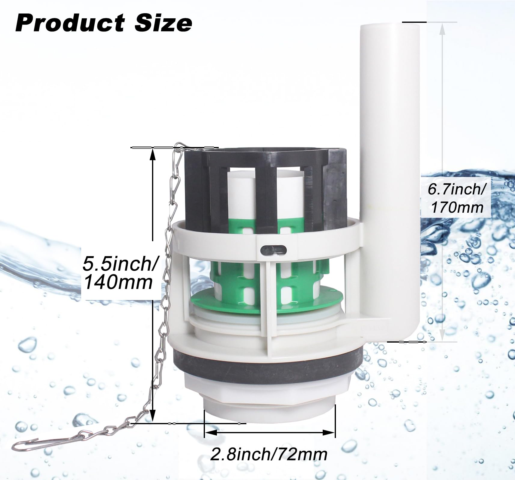 Toilet Flush Valve for 3 Inch Flush Hole Two Piece Toilet Flusher
