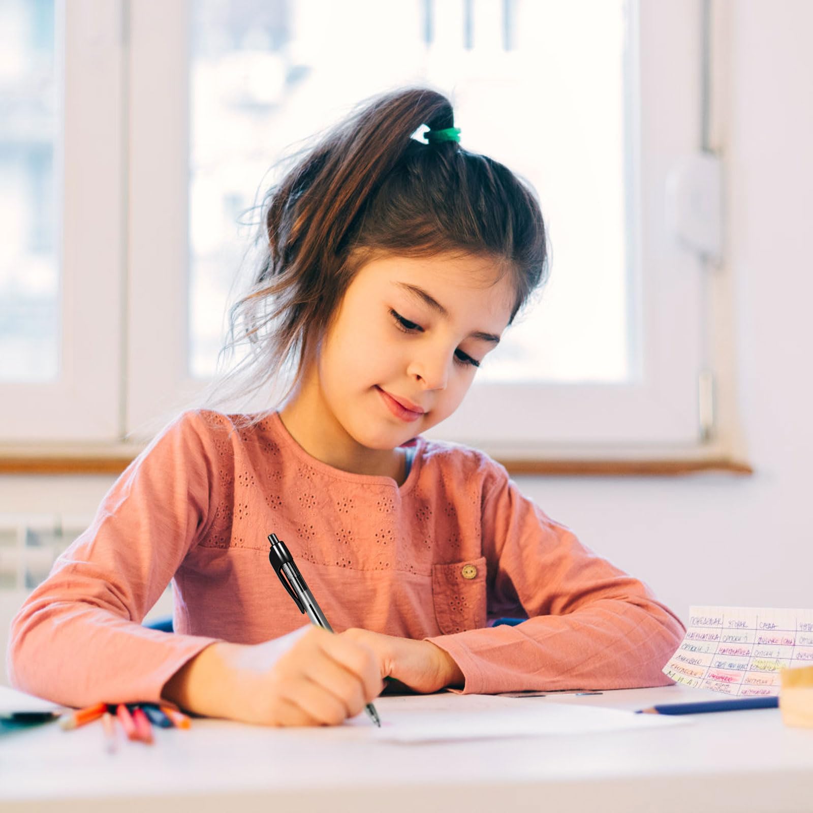 Confezione da 300 penne a sfera con inchiostro nero, 1,0 mm, penne a sfera retrattili a punta media, per scrittura di diari, ufficio, scuola