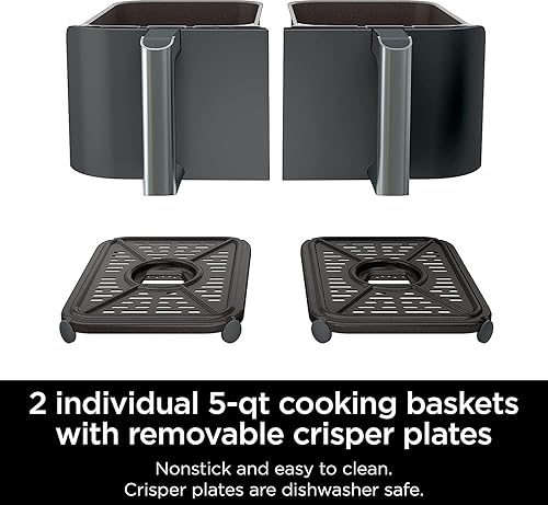 Miniatura 4 de Ninja DZ401 Foodi - Freidora de aire 6 en 1 de 10 cuartos de galón con tecnología DualZone, gris (renovado) AD350CO