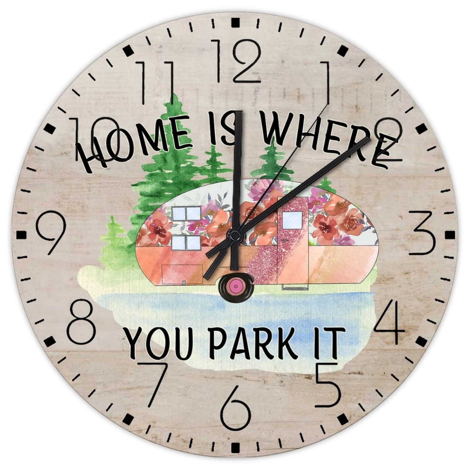 Horloge murale ronde en bois de 38 cm pour salon et église