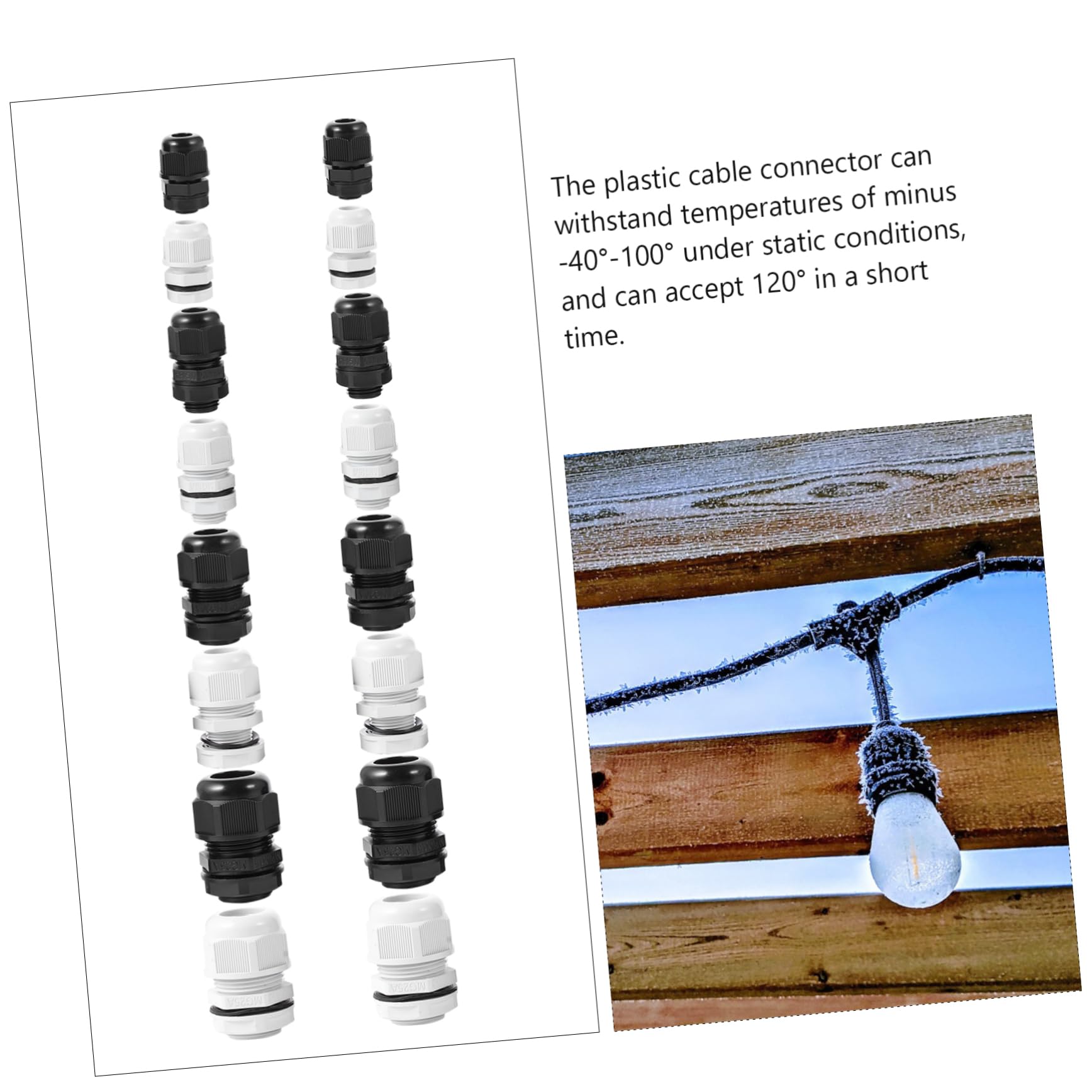 SHINEOFI 40piezas Prensaestopas Conector De Cable Para Conector Estanco Para Prensaestopas De Plástico Cables