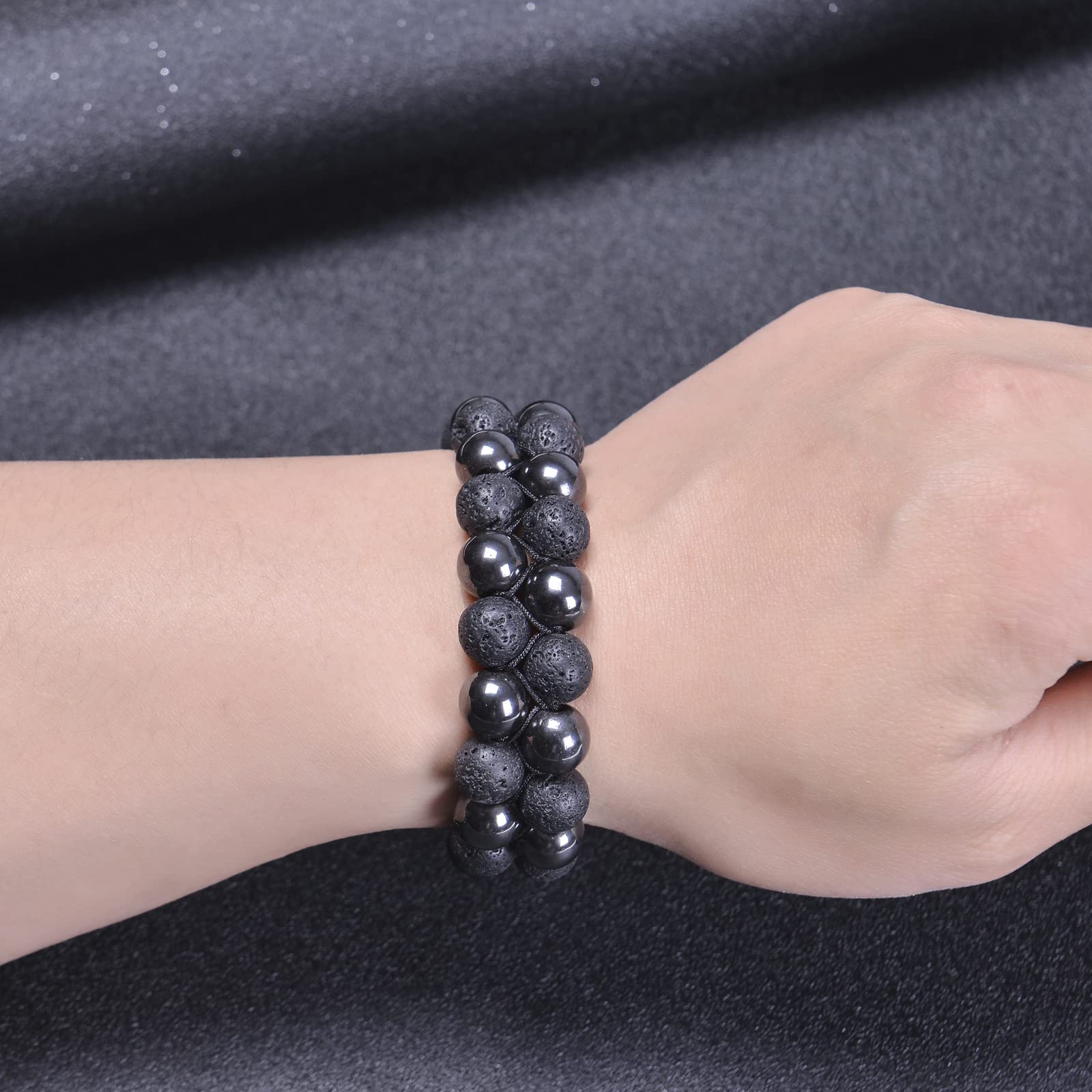 LYGBAOFUL Herren-Perlenarmbänder, Tigerauge-Armband, Kristall-Energie, 8 mm, Stretch-Armband, 7 Chakra-Naturstein-Armbänder