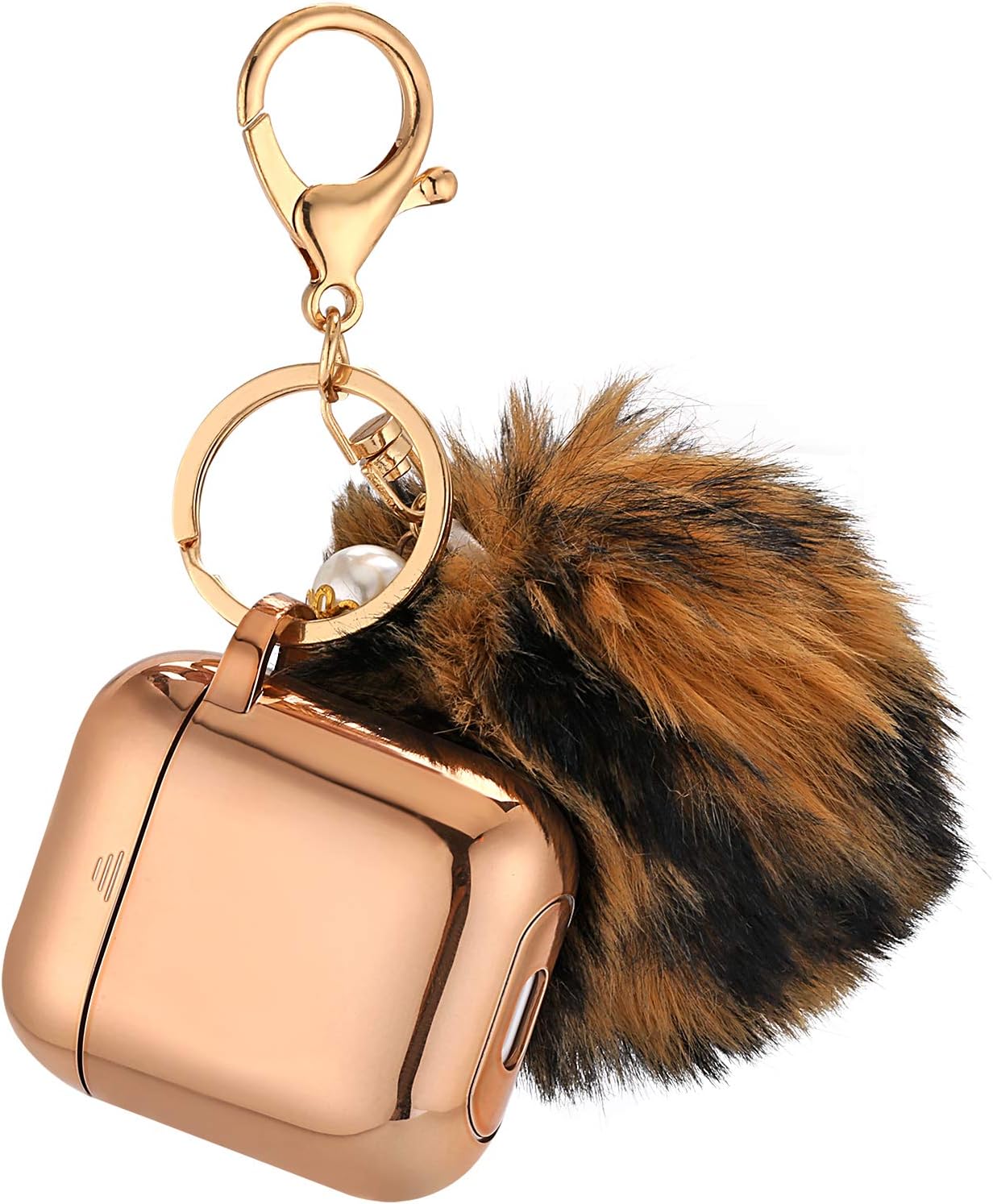 Compatible for AirPods Case TPU with Keychain Pompom Ball,Greaciary Protective Case Cover fit for Apple AirPods 1 & 2