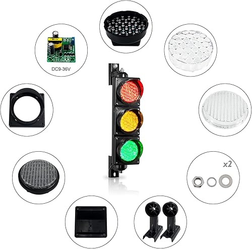 Miniatura 4 de BBMi Luz de tráfico DC9-36V (4 pulgadas), luz de señal de tráfico roja, amarilla y verde, luz de parada y marcha de carcasa de PC, luz de tráfico