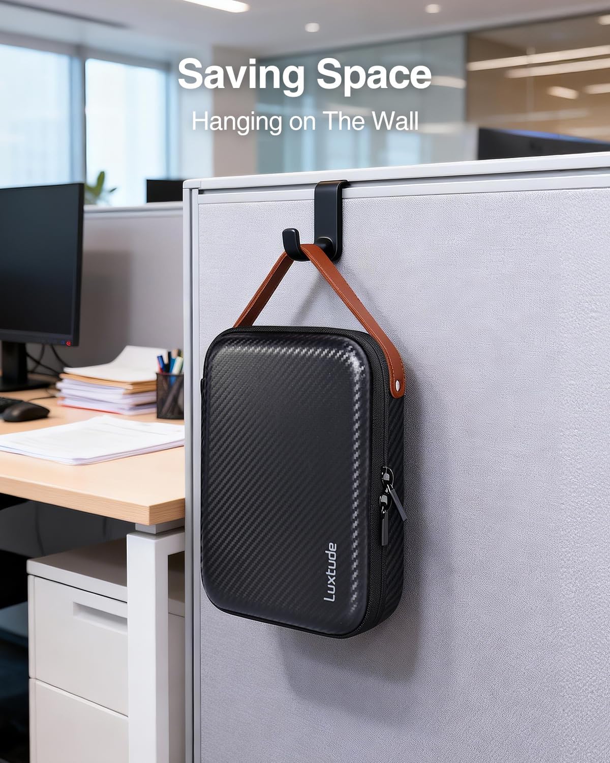 Luxtude Flash Drive Case with Labels, Hard USB Case Organizer with Zipper Pocket, USB Storage Box Holds 58 Drives & 8 SD Cards