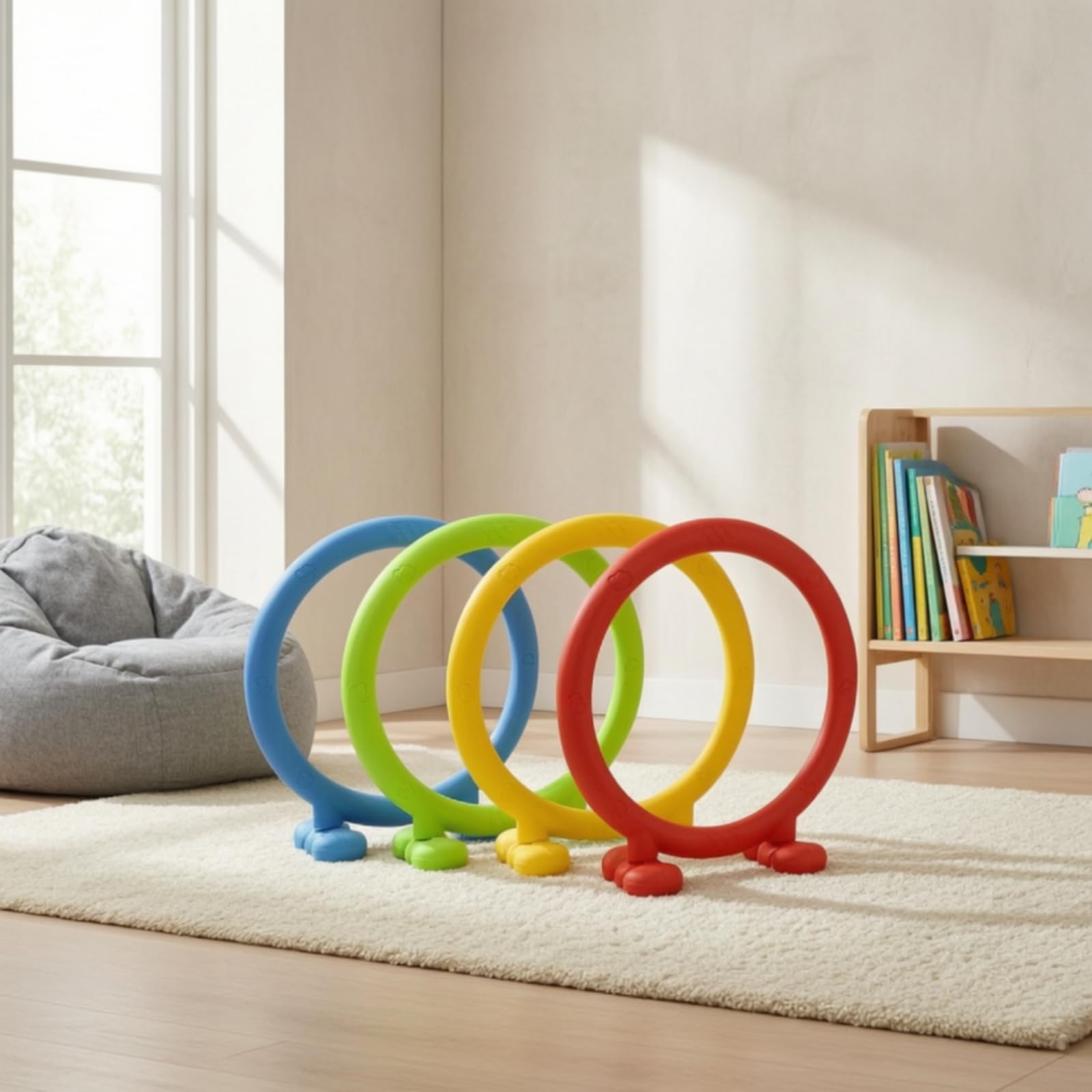 4 Pezzi Anello da Allenamento Stabili | In Plastica, Pratico, Attrezzatura Sportiva, per Giardino, Scuole Dell'infanzia