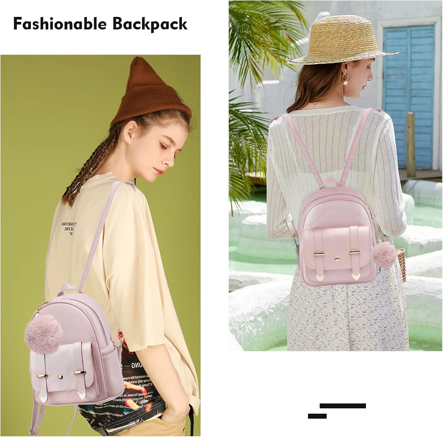 Girls Cute Mini Backpack Purse Kids Backpack Fashion School Bags PU Leather Casual Backpack for Teens Women Pink image 5 of 6 B0BHSNVBH4