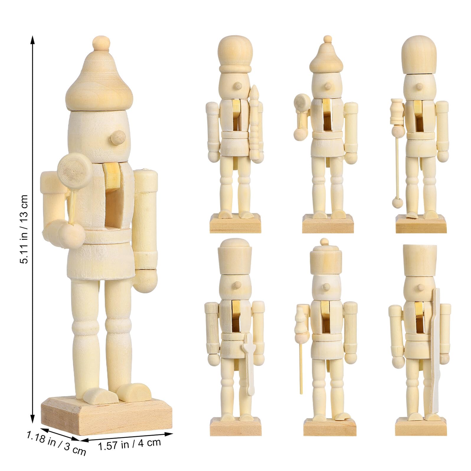 jojofuny 12 Casse-Noisettes en Bois Vierges à Peindre – Figurines Soldats de Noël – Artisanat Créatif pour Garçon et Filles – Décoration Festive Personnalisable – Décorations de Bureau et