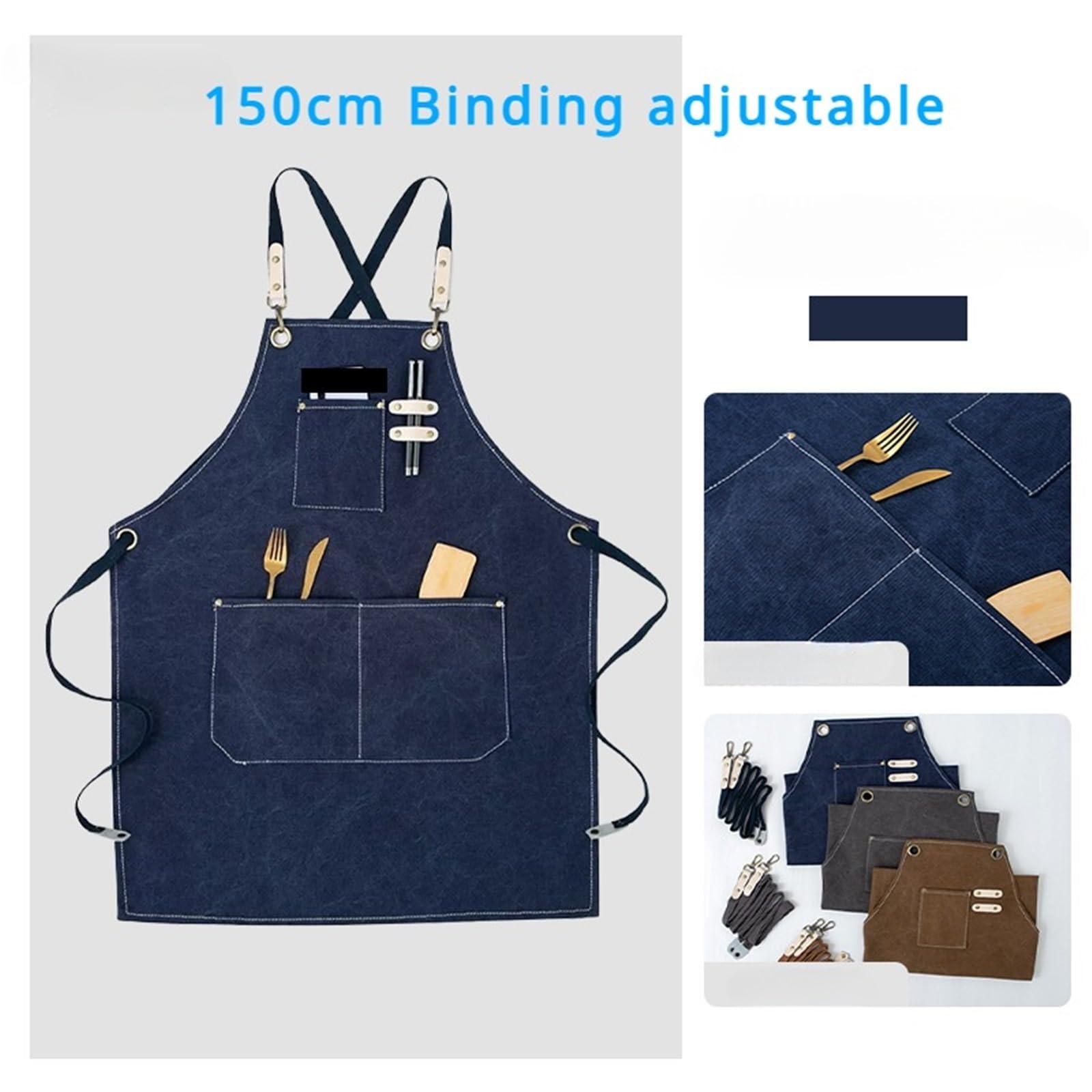 Avental de Ferramentas Delantal ajustable de 2 piezas for cocina, de lona gruesa, con bolsillos y espalda cruzada, for artistas, peluqueros y uniformes de trabajo. para Carpinteiro Jardim Pintor(Blue