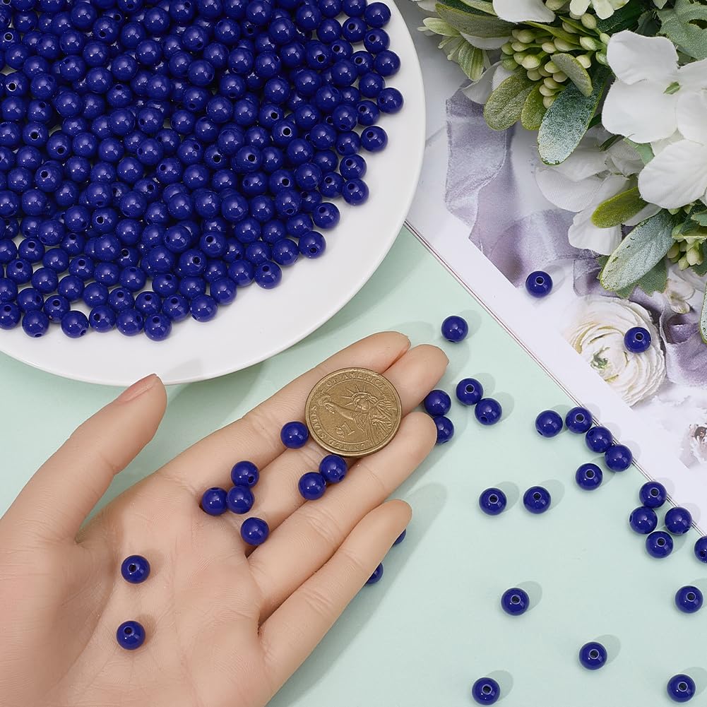 SOFPLATE 500Pcs Blue Acrylic Beads 8mm Round Beads Opaque Small Smooth Jewelry Blue Bubblegum Ball Spacer Loose Bead for Jewelry Making Bracelets Necklaces Earrings Supplies DIY Crafting Beginners - Image 3