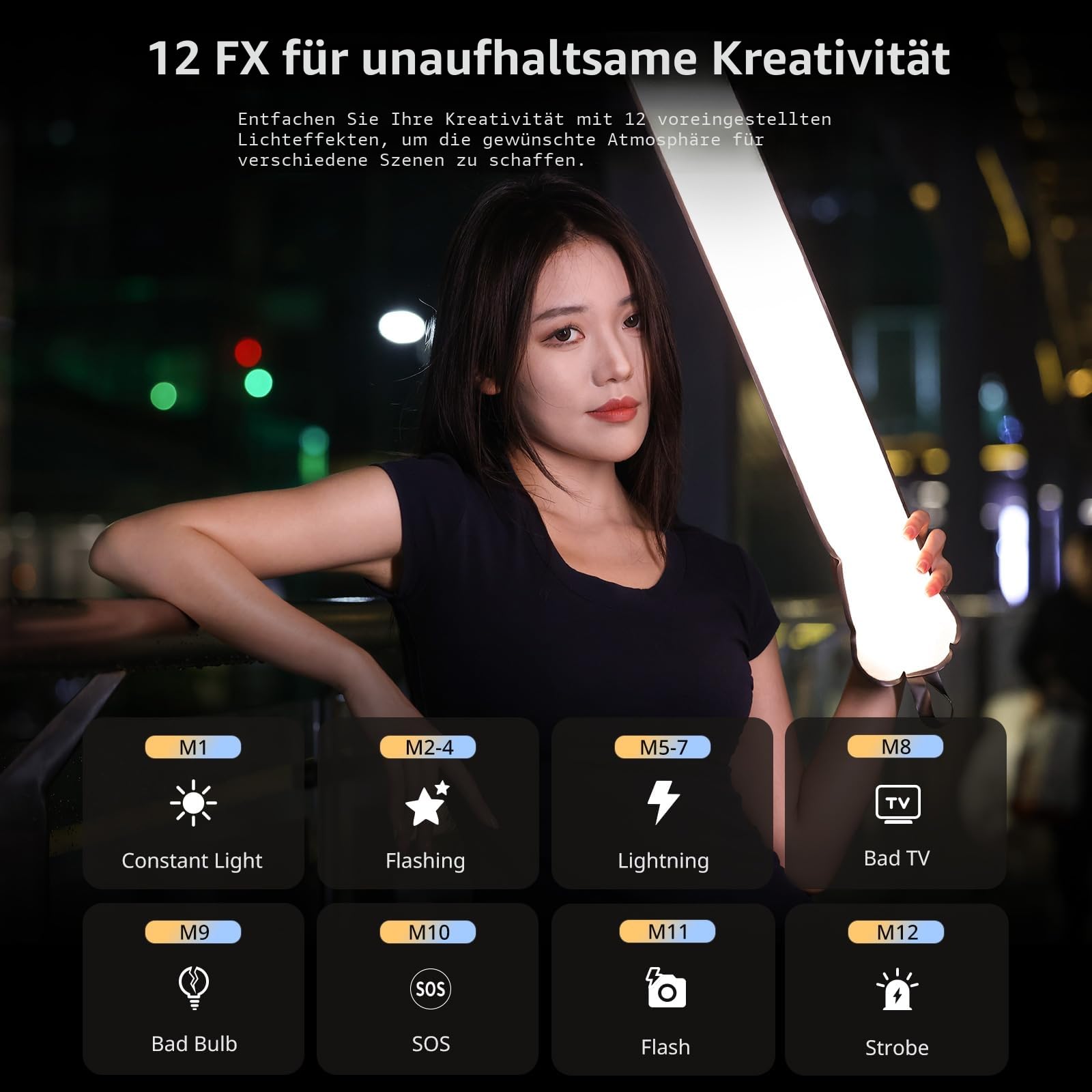 ULANZI UA20 Luftschlauchleuchte, 20W Bi-Color tragbare LED Tube Light, Magnetische Videoleuchte Dimmbare 2700-6500K mit CRI95+, Aufblasbare Fotobeleuchtung für professionelle Videos & Fotografie