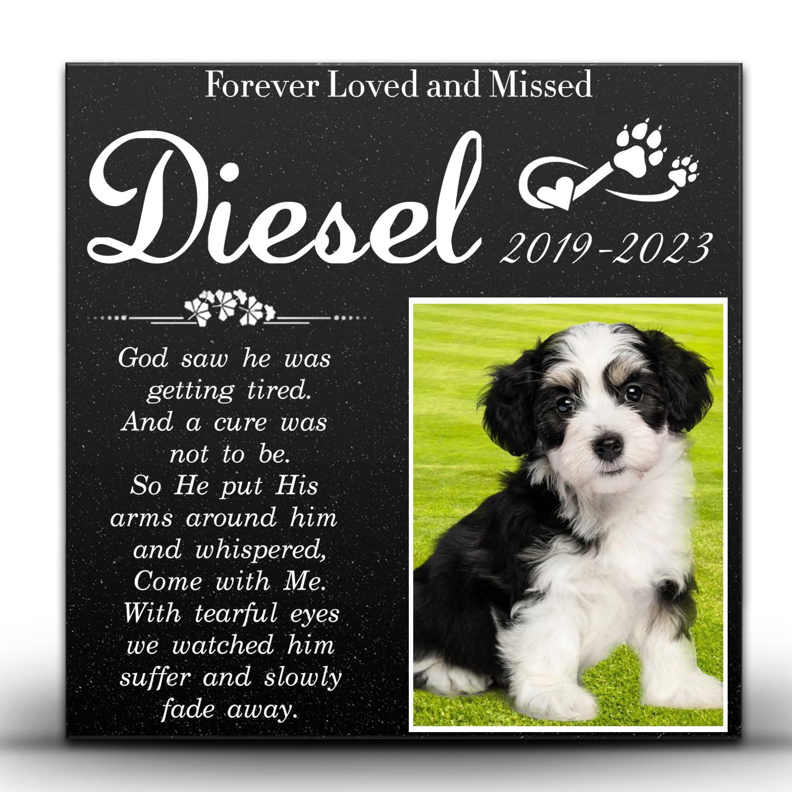 ADFSTONE 8" Pet Memorial Stones Personalized Dog Remembrance Gifts, Customized Cat Picture Grieving Plaque, DIY Gravestone, Custom Sympathy Photo Gift, Animal Grave Markers, Little Tombstones